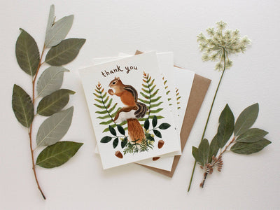 Chipmunk Thanks Greeting Card - Box Set of Eight