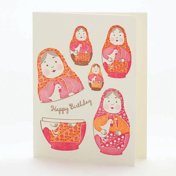 Nesting Dolls Happy Birthday Notecard