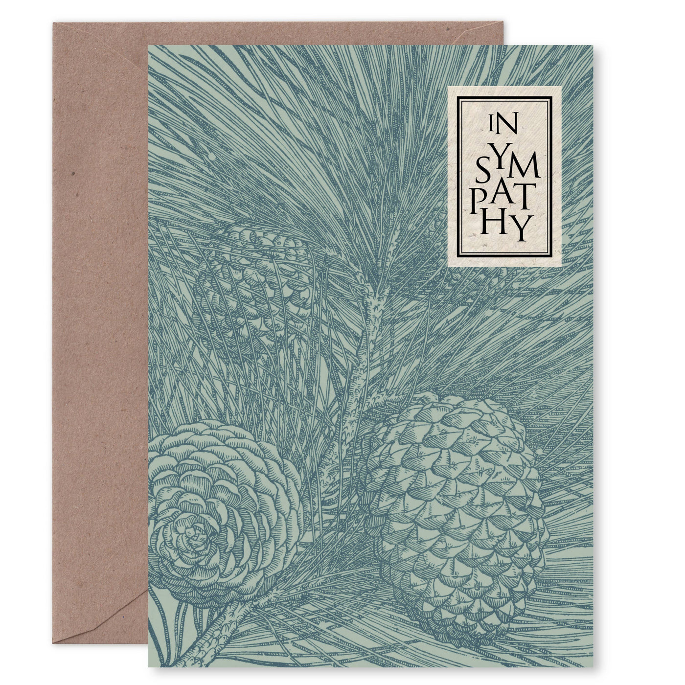 "Stone pine" A7 sympathy card: Recycled white envelopes