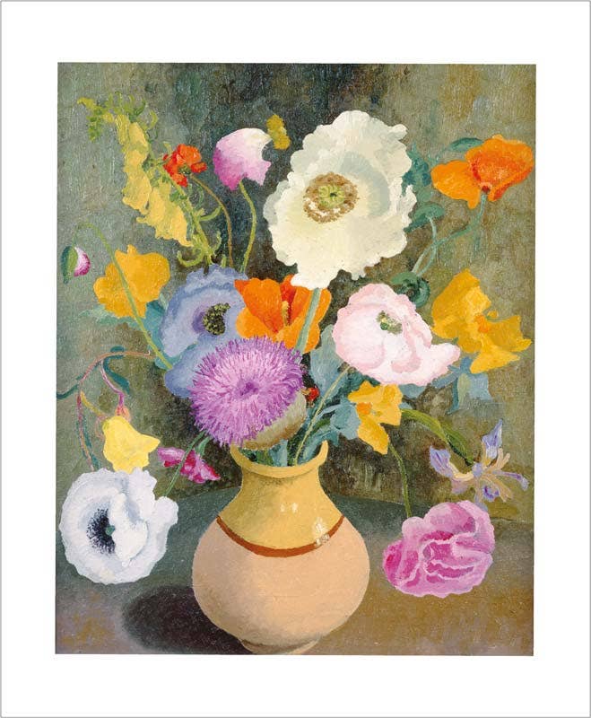 Poppies and Sweet Peas Card - Cedric Morris