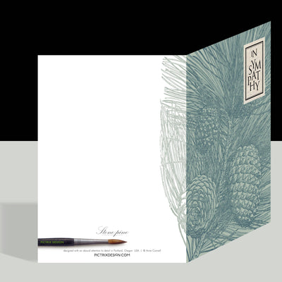"Stone pine" A7 sympathy card: Recycled white envelopes