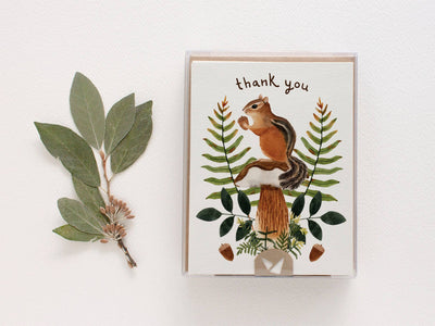 Chipmunk Thanks Greeting Card - Box Set of Eight