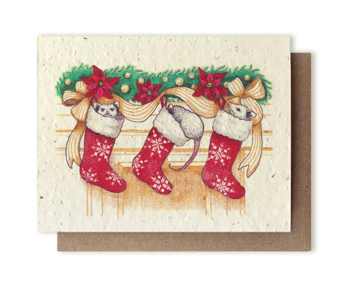 Opossum Stockings Plantable Wildflower Seed Card