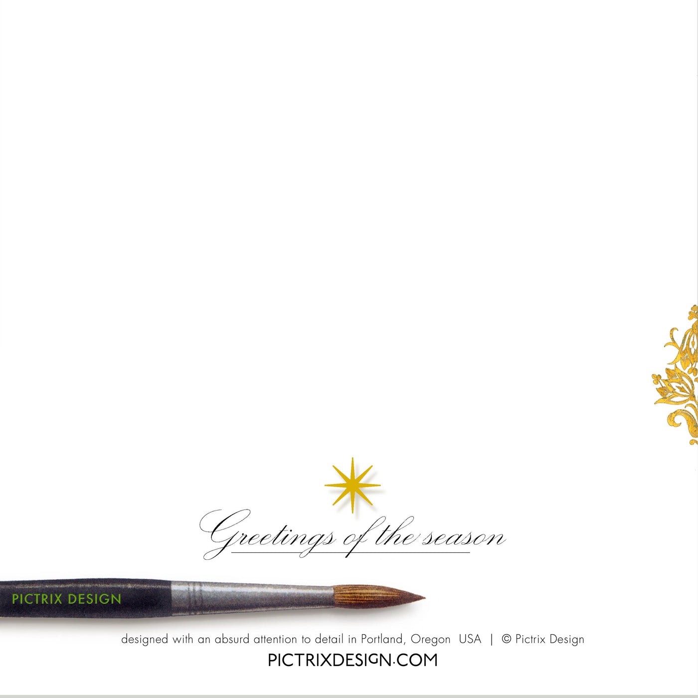 "Greetings of the season" A7 winter seasonal greeting card: Recycled white envelope