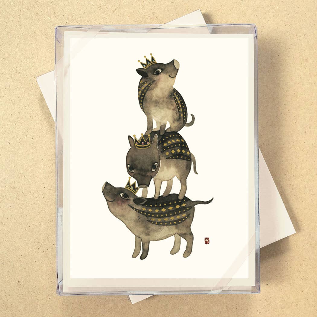 Three Pigs Foil Boxed Blank Cards