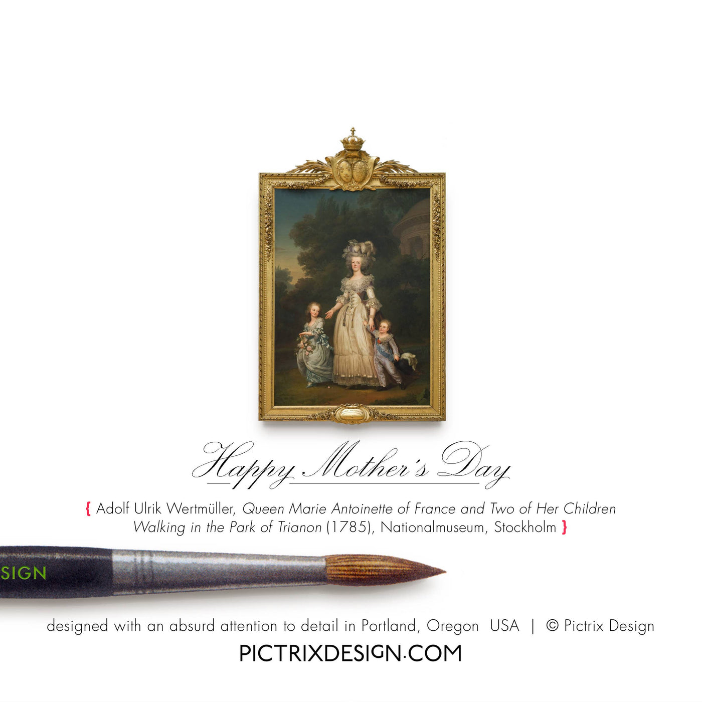 "Happy Mother's Day" (Marie Antoinette) A7 Mother's Day card: Recycled white envelopes