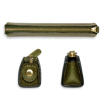 Slip-On Leather Pen Case - Green