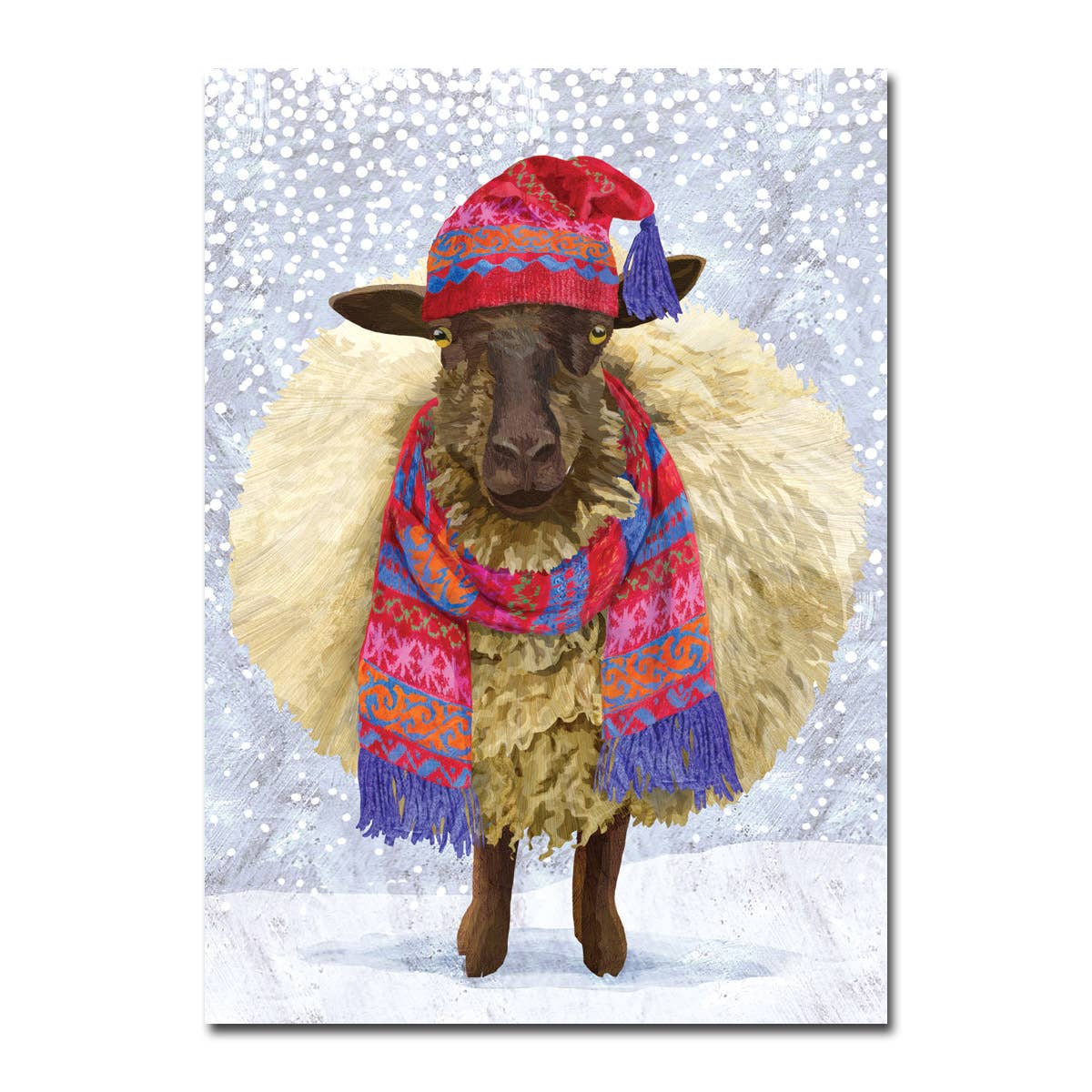 Cozy Winter Sheep Holiday Card
