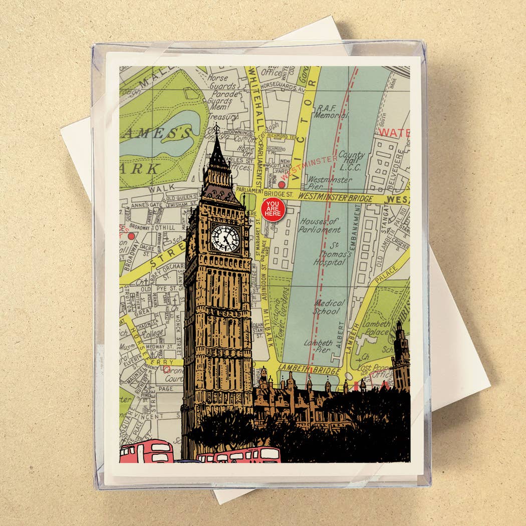 You Are Here Map Boxed Cards - see all 7 Cities!