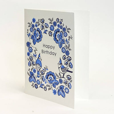 Bluejay Happy BD Letterpress A2 card