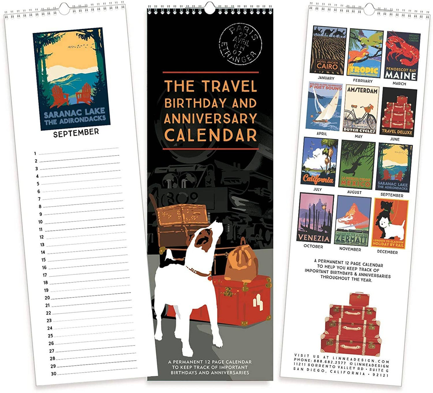 Perpetual Travel Birthday and Anniversary Calendar
