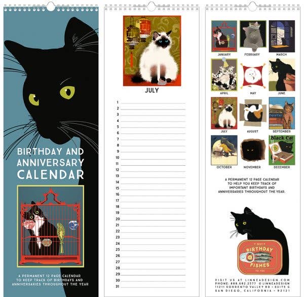 Perpetual Cat Birthday and Anniversary Calendar