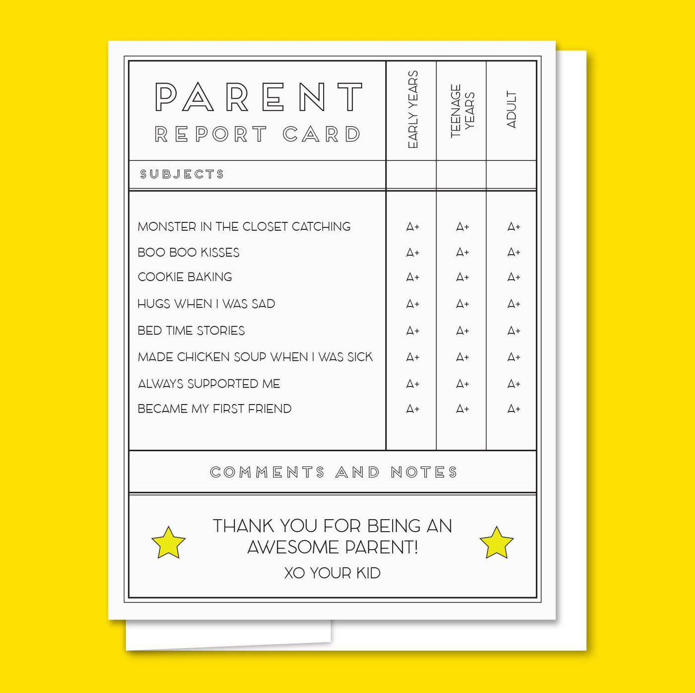 Parent Report Card