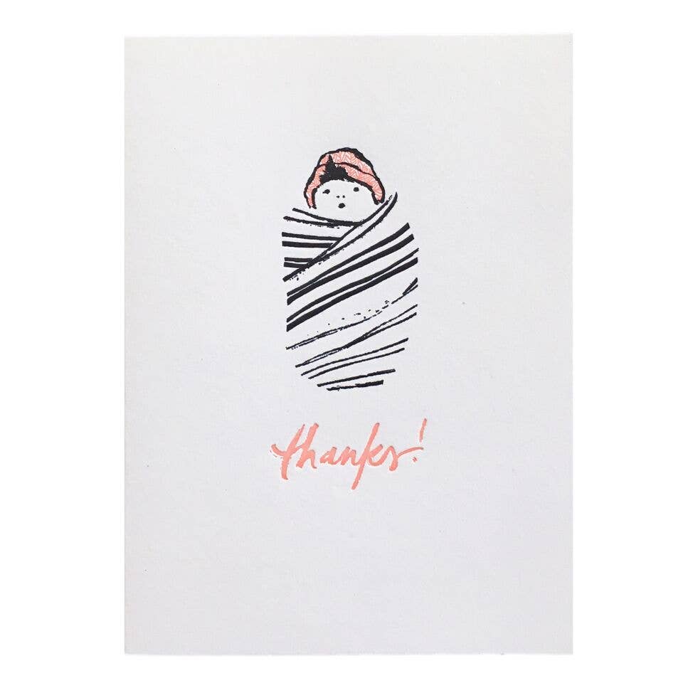 Swaddled Baby Thank You Card