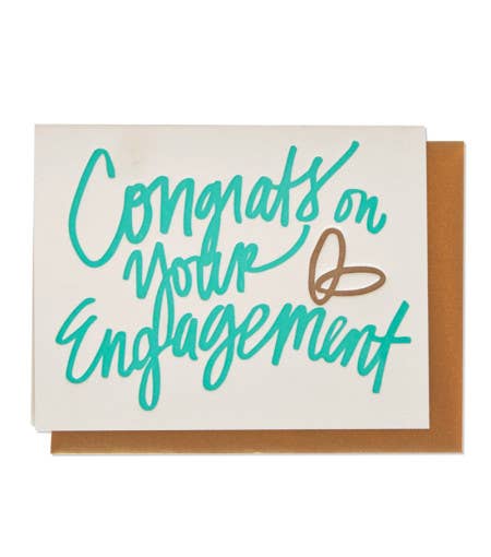 Congrats On Your Engagement Letterpress Greeting Card