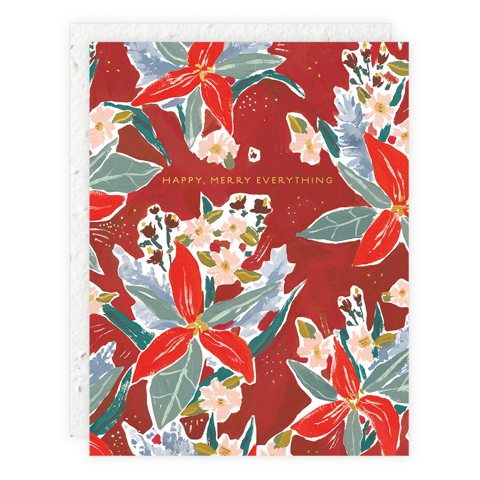 Red Poinsettia Seedlings Card