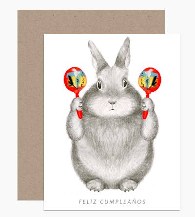 Graphite Bunny with Maracas Card