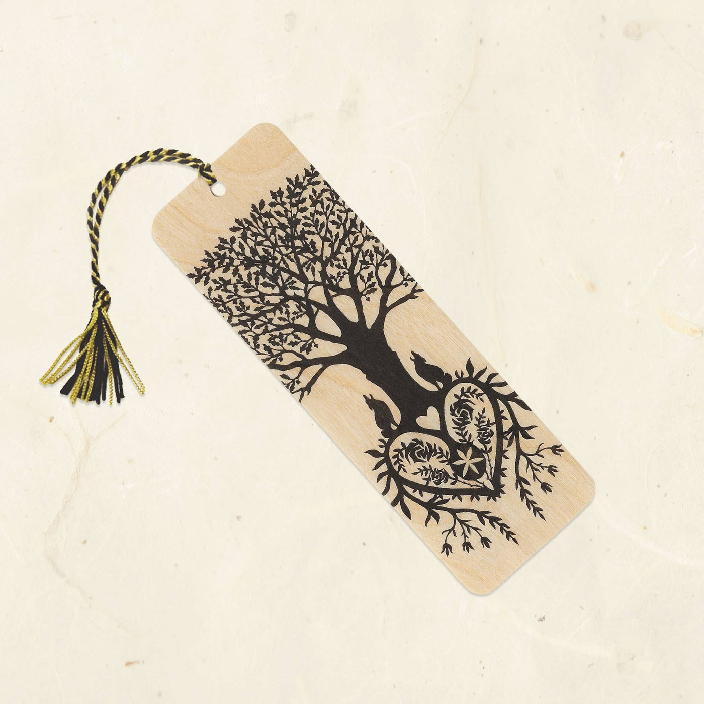 Tree of Life Wood Bookmark with Tassel