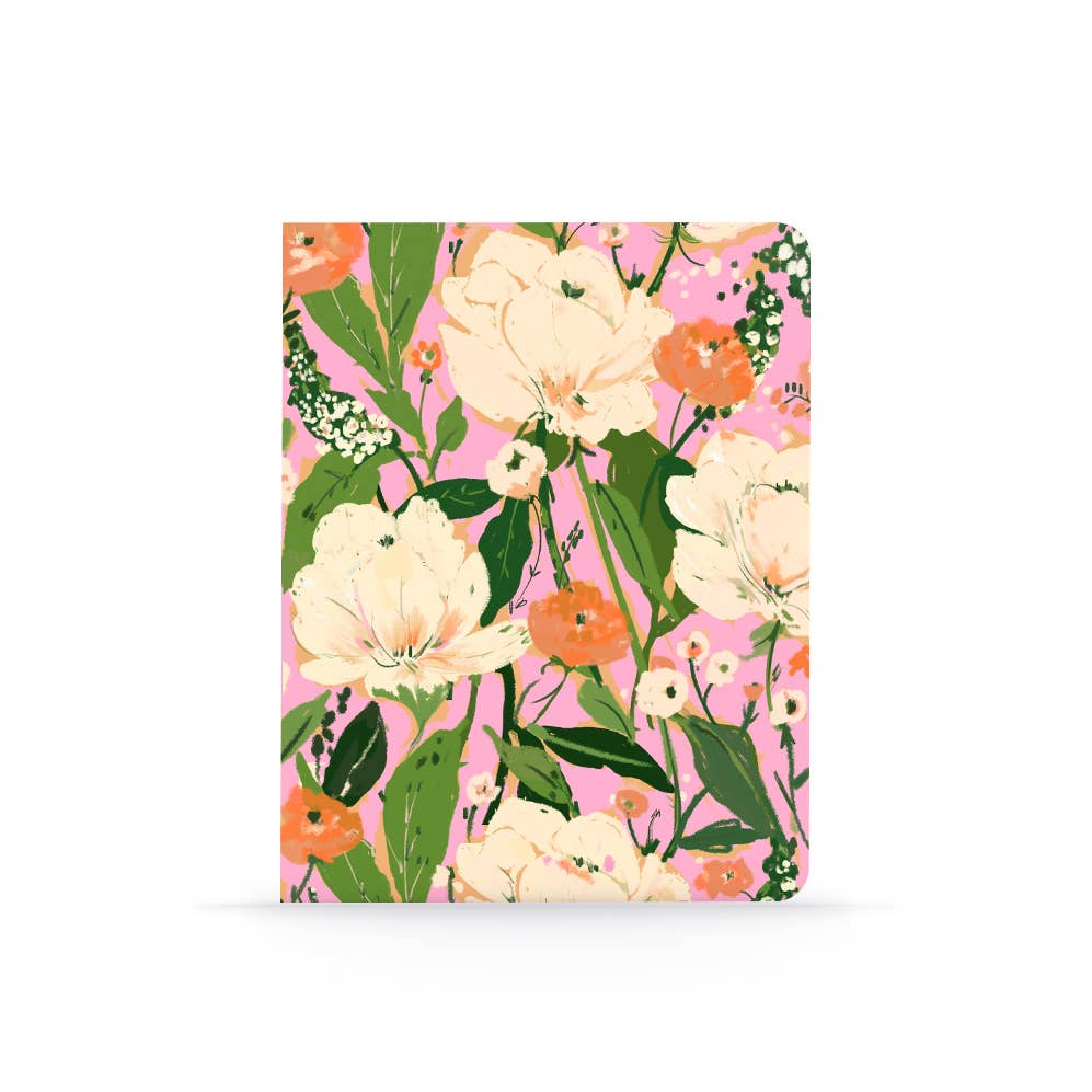 Floral on Pink Medium Layflat Notebook
