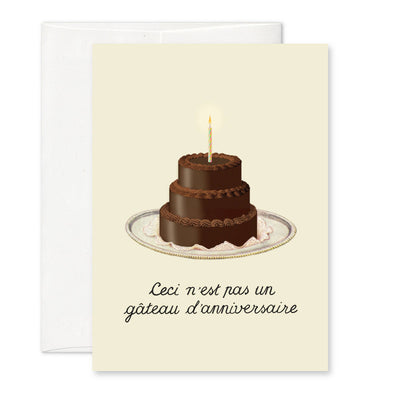 "This is not a birthday cake" A6 birthday card: Recycled white envelopes