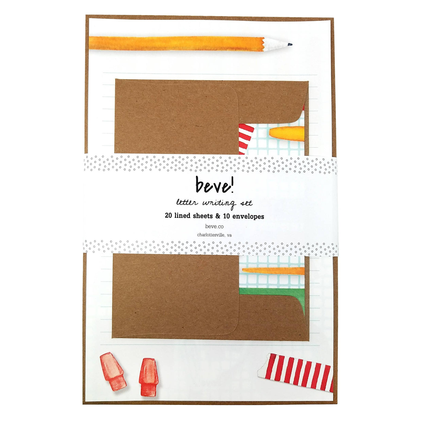 Pens & Pencils Pattern Letter Writing Stationery Set