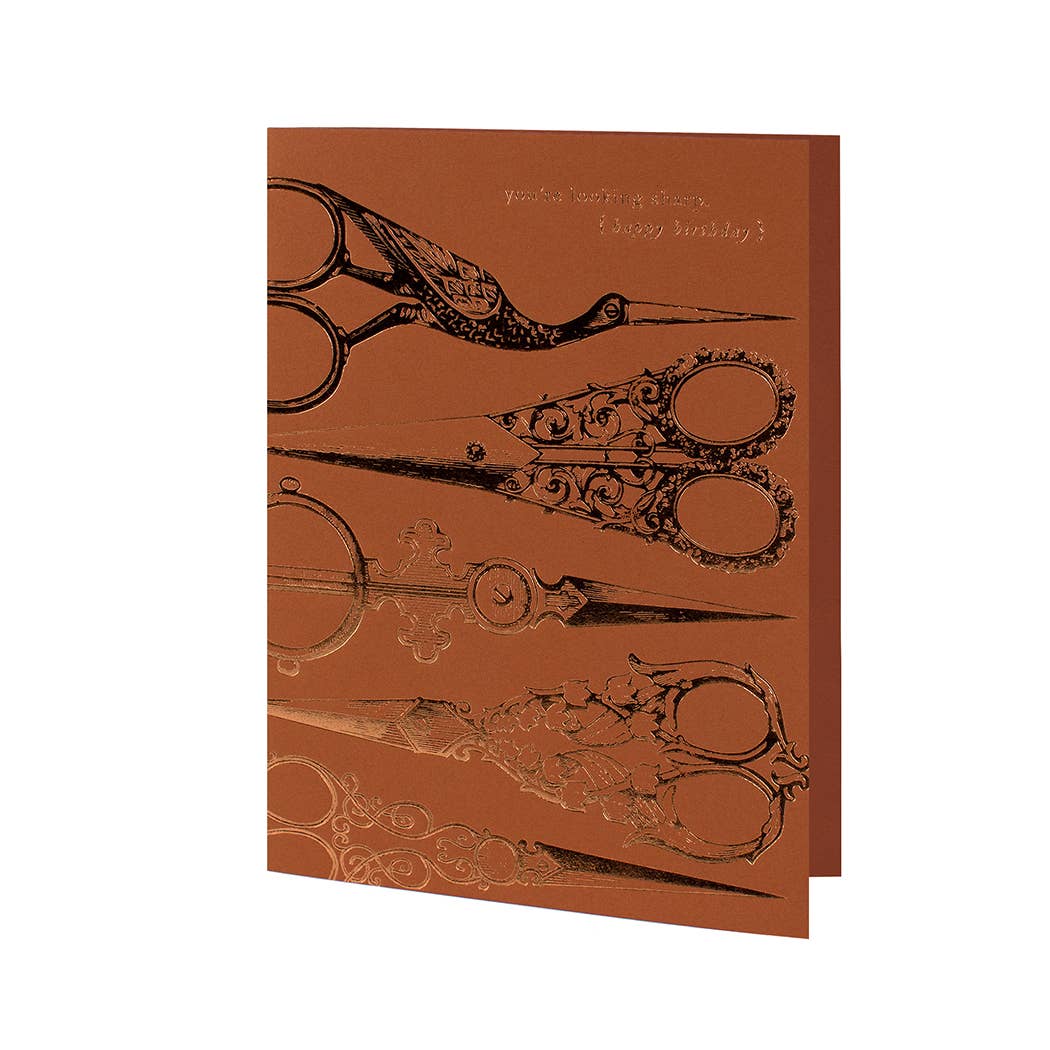 Card Examples Scissors Scissors Vintage Foil Letterpress Card – Merrymaker Fine Paper
