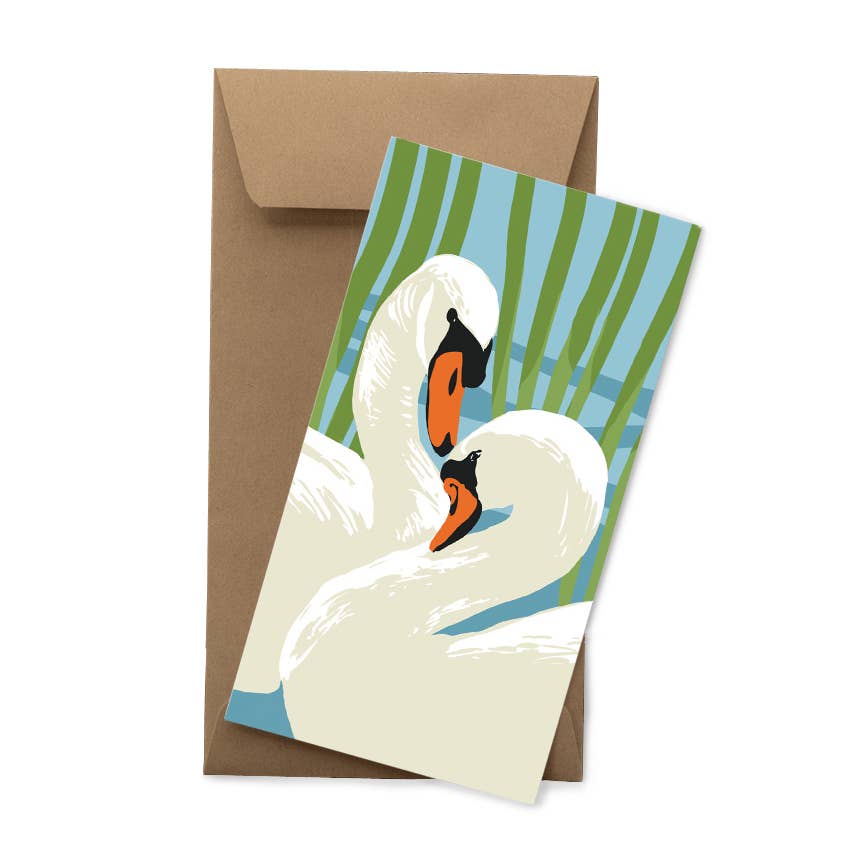 Single Flat Panel Card "Swans in Reeds"