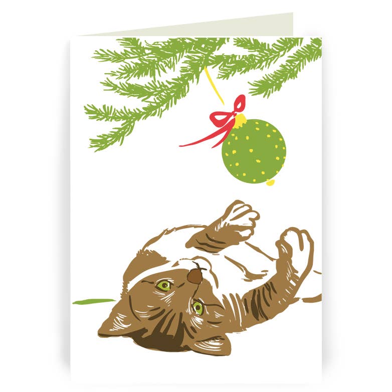 Single folding card “Tabby with Ornament”
