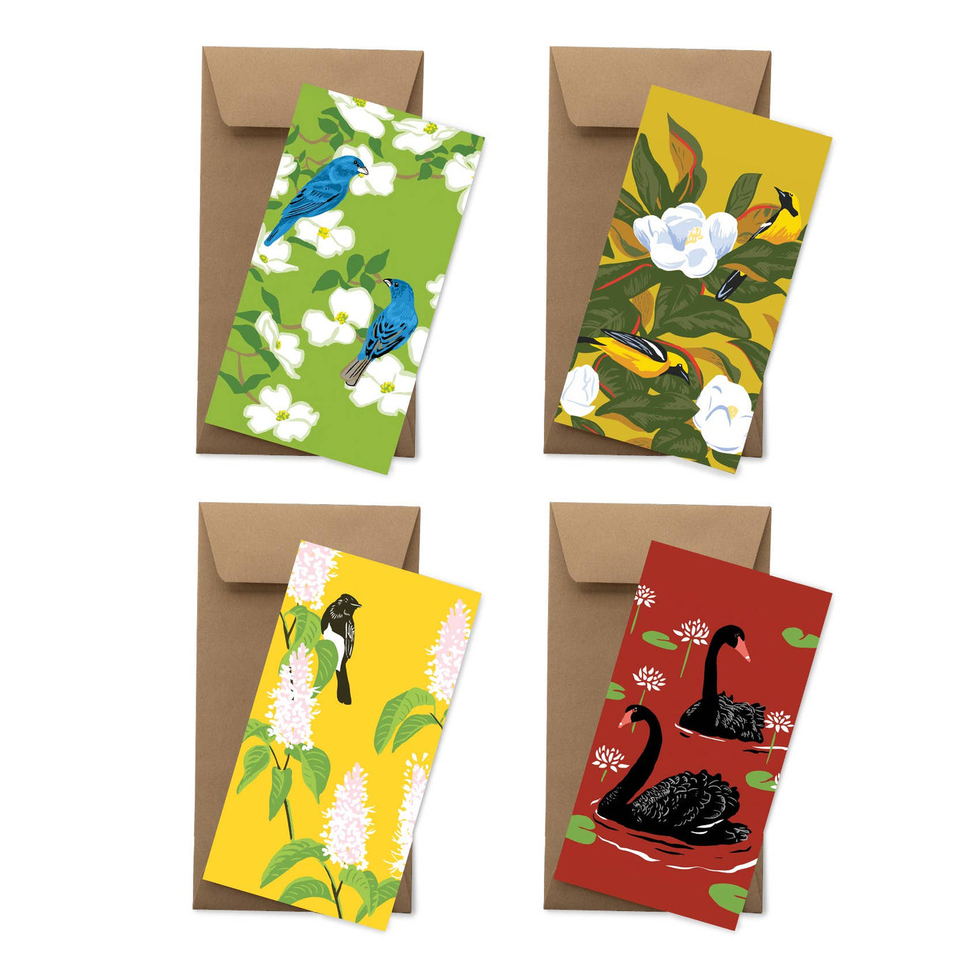 Pack of 8 Assorted Flat Panel Cards “Decorative Birds”
