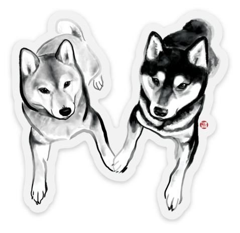 Shiba Lovers Clear Sticker | Waterproof Sumi Ink Dog Pet