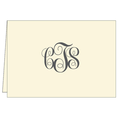 Custom Script Monogram Note - Ecru