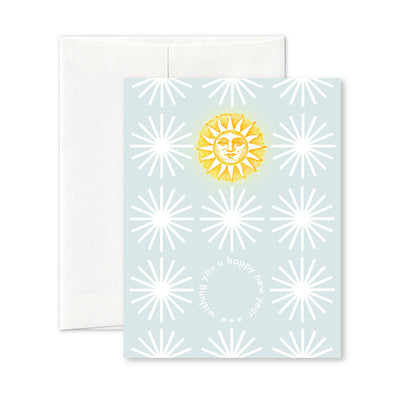 "A happy new year" A2 holiday notecard: Recycled white envelope