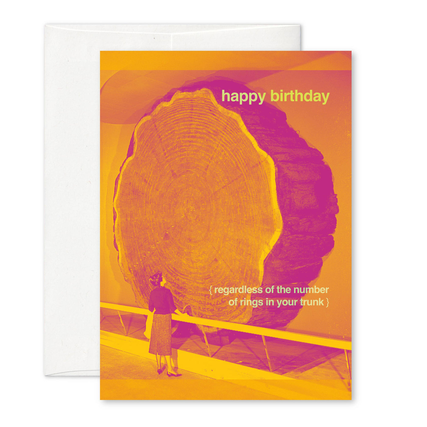 "Dendrochronology" A6 birthday card: Recycled white envelopes