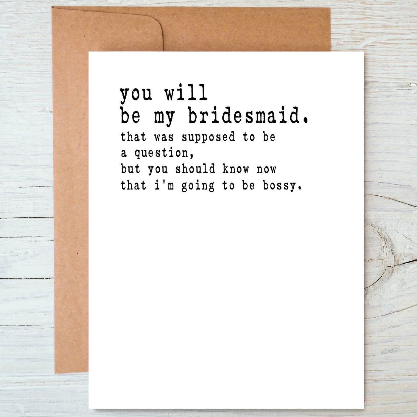 Bossy Funny Bridesmaid Proposal Card