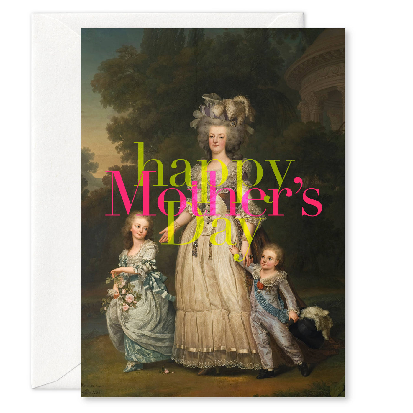 "Happy Mother's Day" (Marie Antoinette) A7 Mother's Day card: Recycled white envelopes