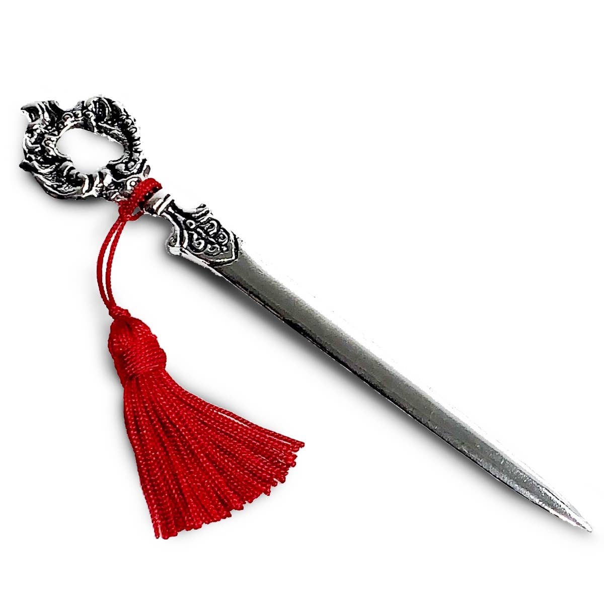 Pewter Letter Opener with Red Tassel