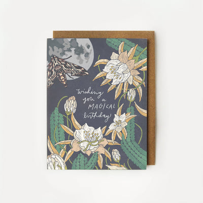 Magical Birthday Card - Night Blooming Cereus + Sphinx Moth