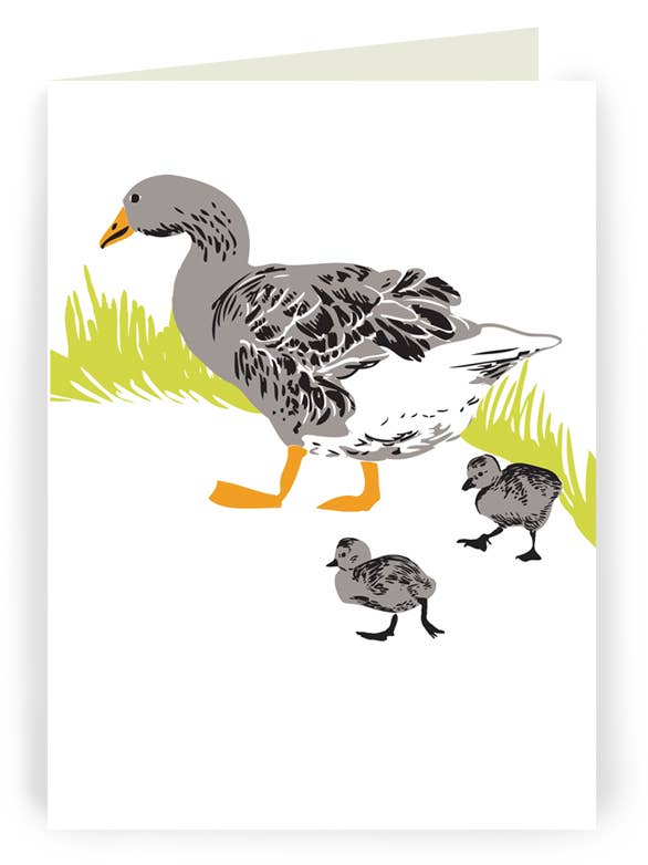Single Folding Card “Goose Family" - "I Love You, Mom”